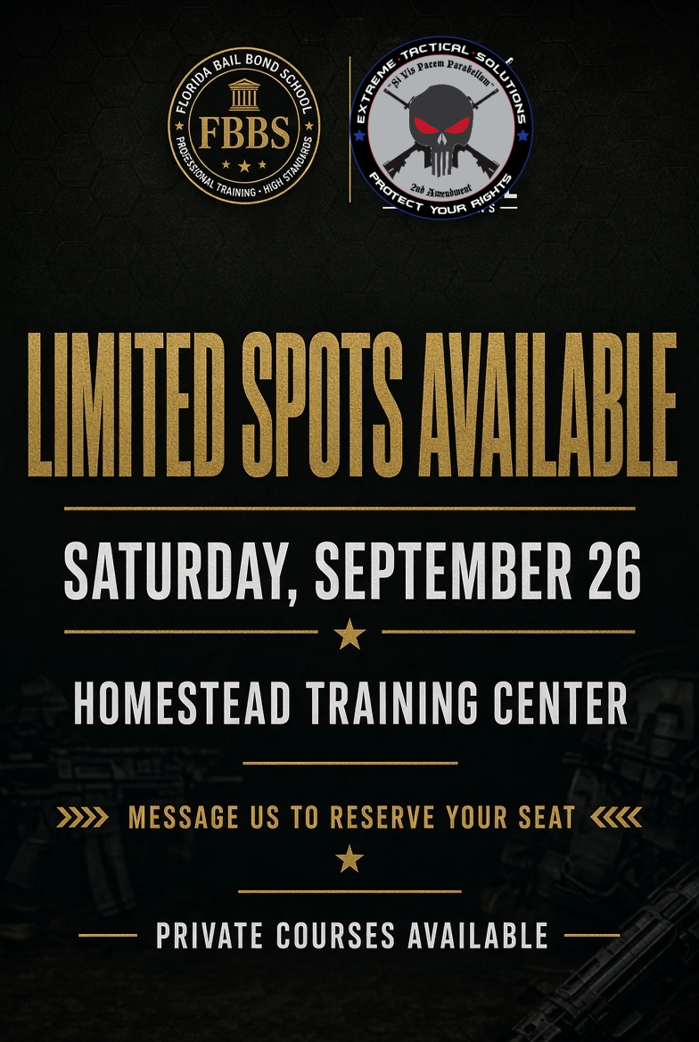 Continuing Education - Firearms Safety and Defensive Pistol for Bail Bond Agents (6hr) September 26th, 2026 9am-3pm